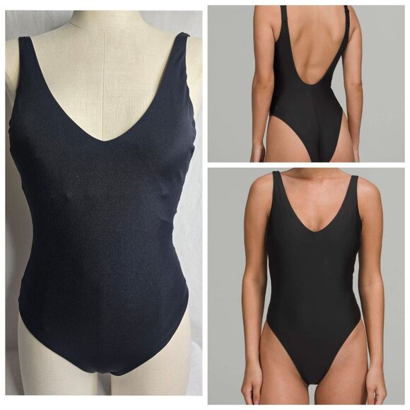Lululemon Waterside V-Neck Skimpy-Fit One-Piece Swimsuit *B/C Cup Black- Size 6 - Picture 1 of 16